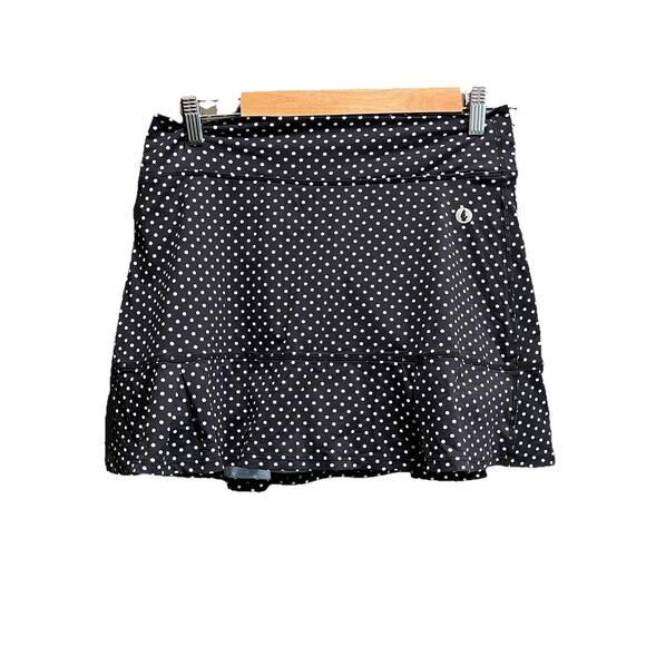 Dona Jo Black White Polka Dot Activewear Tennis Skirt Skort Size 2 (L) - Picture 1 of 5